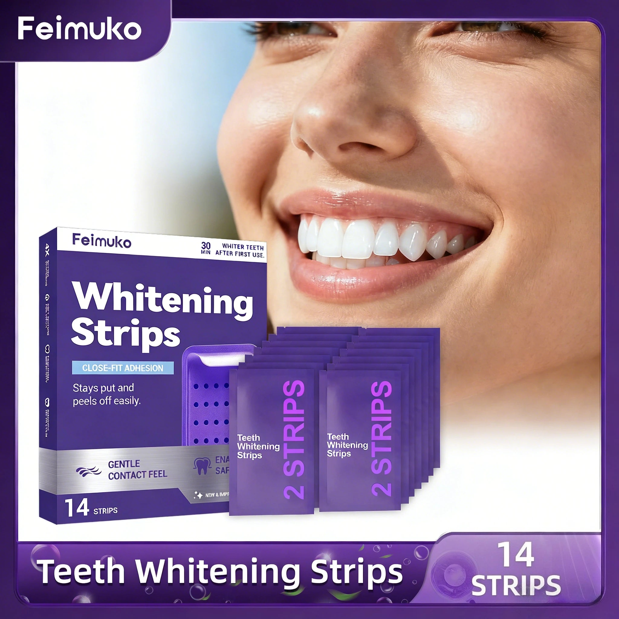 Purple Teeth Whitening Strips - 14 Day Supply