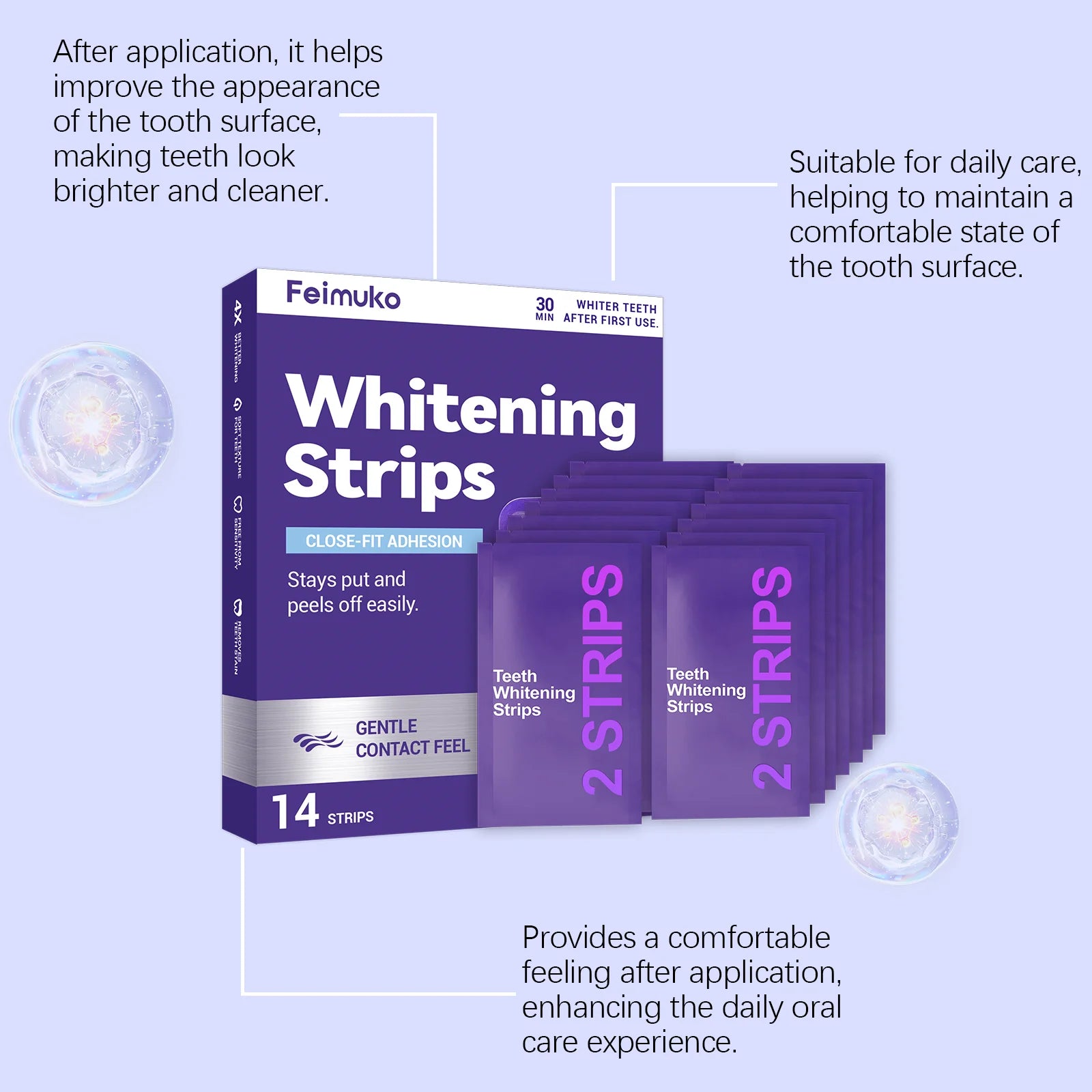 Purple Teeth Whitening Strips - 14 Day Supply
